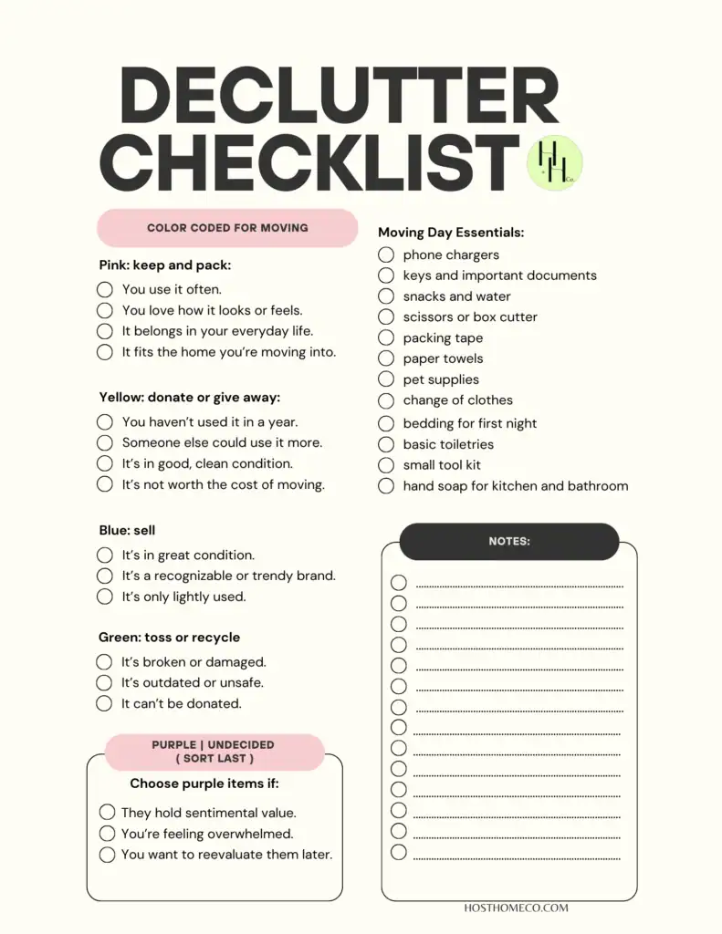 declutter checklist