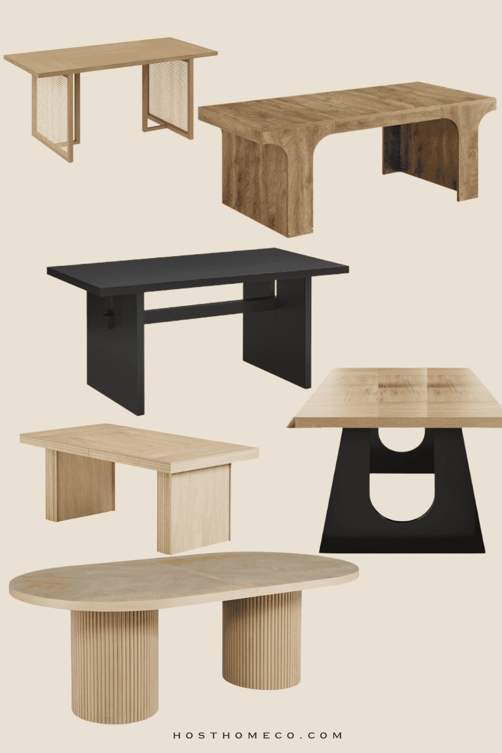 Modern wooden desks in various styles for home and office use.
