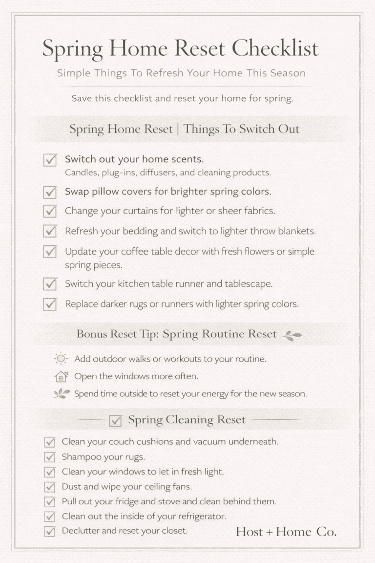 Spring home reset checklist for refreshing your living space this season.