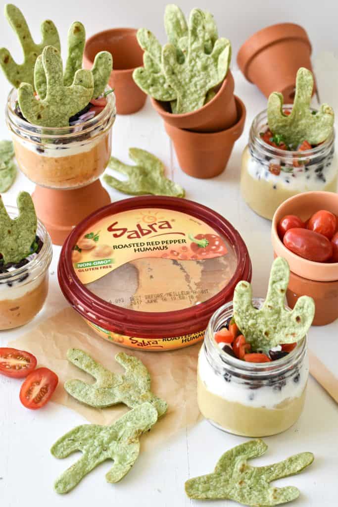 Cactus Dip Cups with Crispy Tortilla Chips