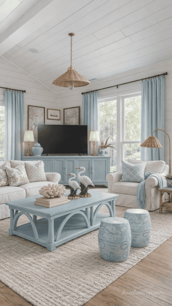  Coastal Light Blue Living Room