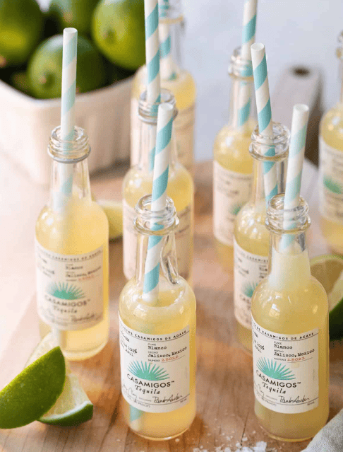 Margarita Shots in Mini Tequila Bottles