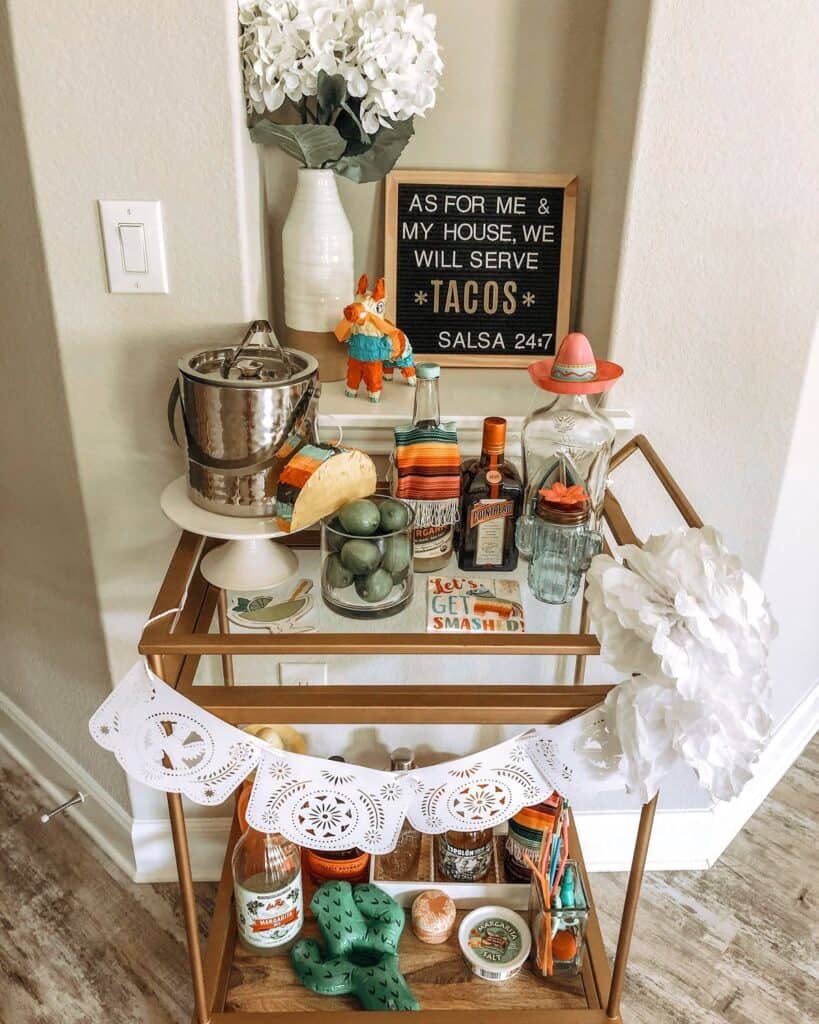 Mini Bar Cart Setup