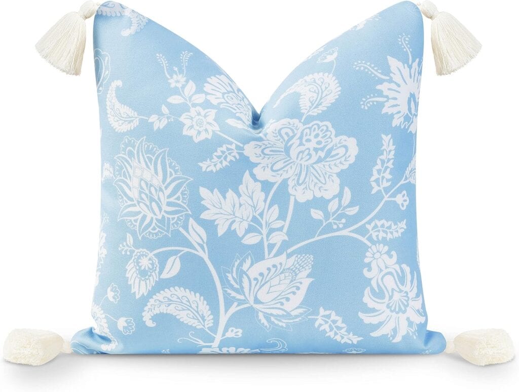  Soft Blue Floral Pillow Cover
