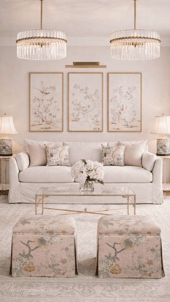 Soft Pink and Cream Living Room