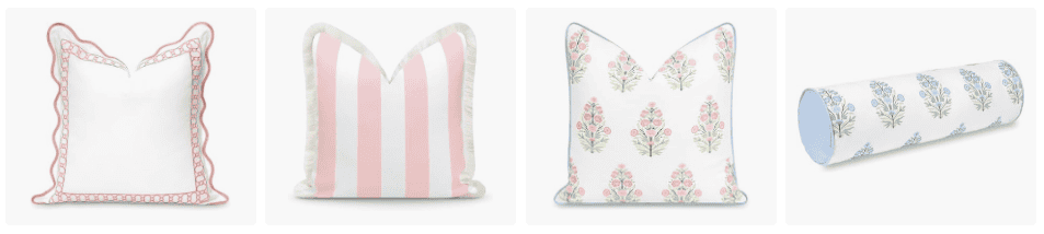 modern feminine bedroom pillows