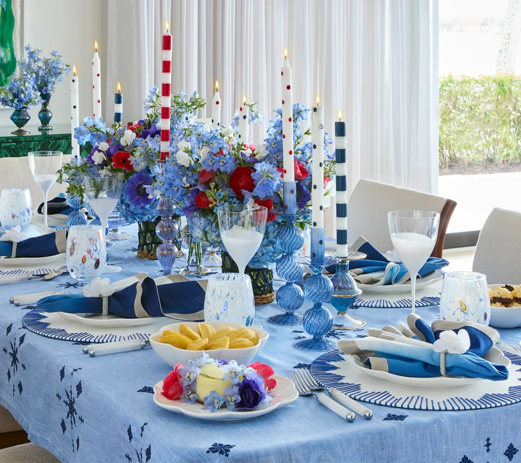 Elegant Blue and White Patriotic Tablescape